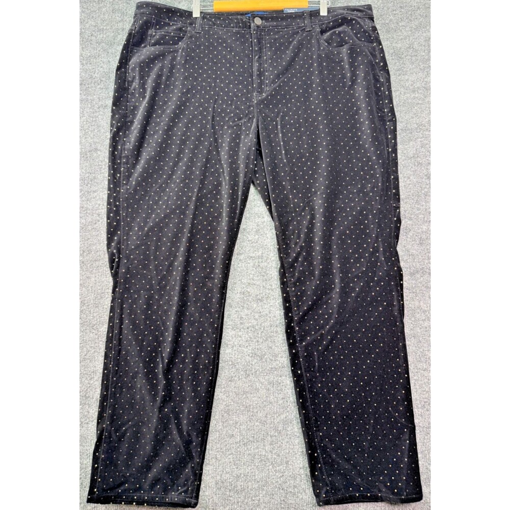 Talbots Flawless 22W High Waist Straight Leg Stretch Black Gold Dot Pants NWT